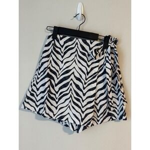 Petal + Pup Zebra Print Wrap Skort Linen Blend Black White XS